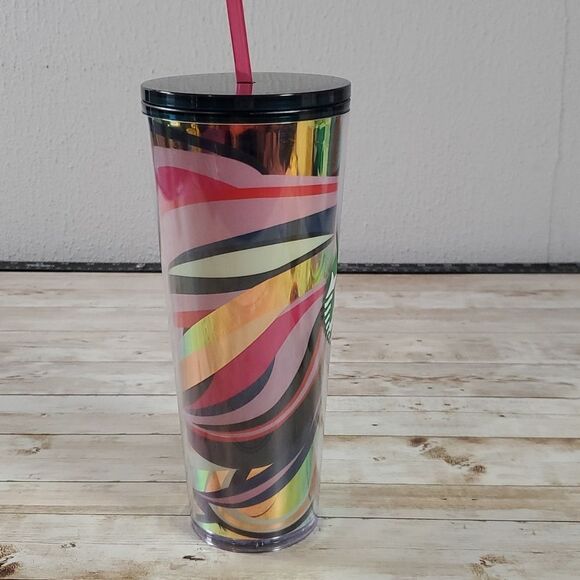 Starbucks Holiday 2021 Christmas Ribbon Iridescent Swirl Venti Cold Tumbler 24oz - Picture 2 of 6